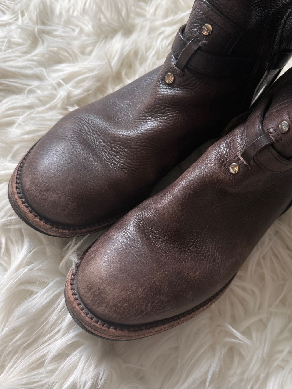 Tory Burch Leather Zip Up Boots Dark Brown - Picture 10 of 13